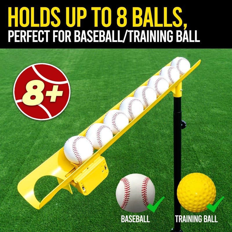 PLAYAPUT Baseball Soft Toss with Rebound Mesh Net - Hold Up 8 Balls Electric Baseball Training Equipment, Adjustable Height & Speed 6/8/10S Pitching Machine for Coaches & Players,Portable Carry Bag - Image 4